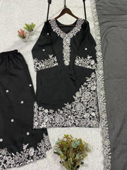 Eid Special Franch Crape Sequence Embroidery Work Suit