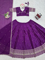 Beautiful Satin Silk Thread With Sequence Work Lehenga Choli