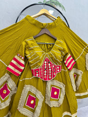 Navratri Special Pure Cotton Mirror Handwork Lehenga With Top