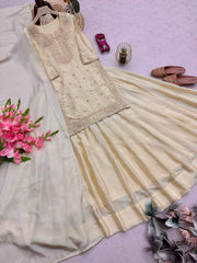Party-wear Chinon Silk Embroidery Codding Sequence Work Suit