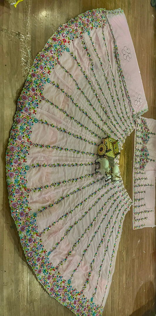 Dreamy Pink Sequence & Mirror Work Lehenga choli