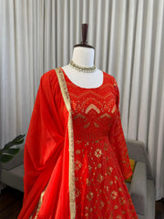 Beautiful Elegant Georgette Thread With Sequence Work Gown