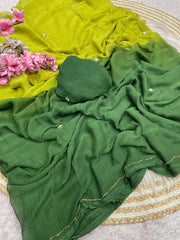 Beautiful Nazbin Chiffon Kutdana Work Saree