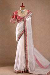 Party-wear Tibby Silk Thread With Sequence Work Saree