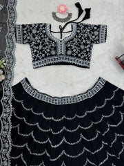 Blockbuster Black Georgette Thread With Sequence Work Lehenga Choli
