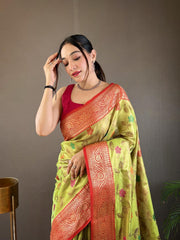 Beautiful Organza Tissue Silk With Different Zari Weaving Saree