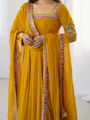 Festival Special Georgette Multi Thread Embroidery & Sequence Work Gown