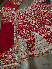 Wedding Special Georgette Embroidery Sequence Work Lehenga Choli With Dual Dupatta