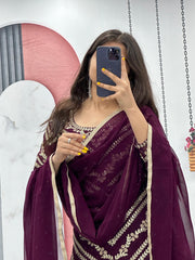 Party-wear Beautiful Georgette Embroidery & Sequence Work Sharara