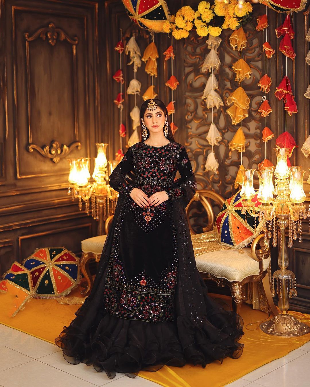 Unique Heavy Viscos Velvet Thread Sequence Work Gown
