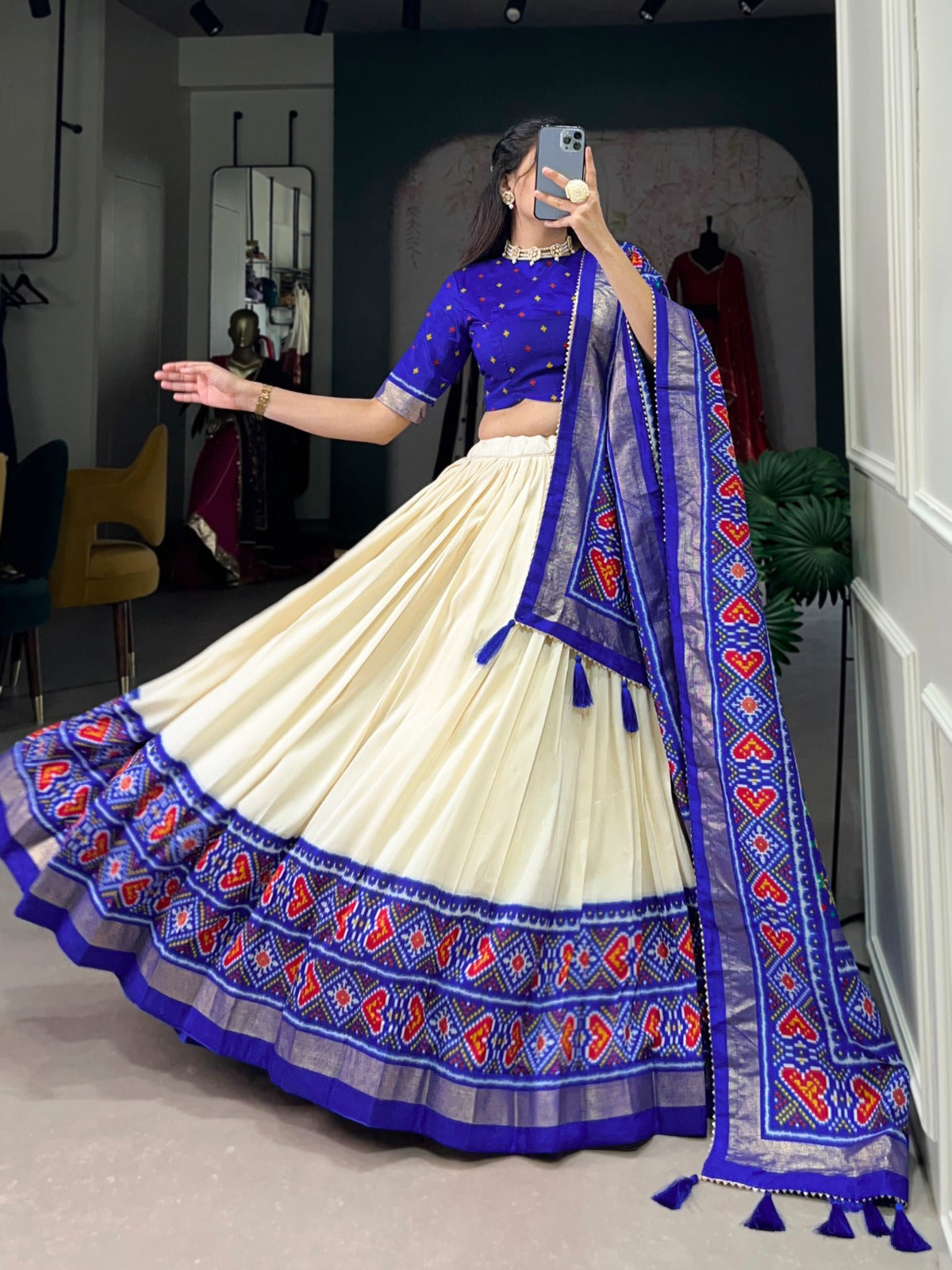 Prettiest Tussar Silk Printed Work Lehenga Choli