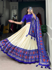 Prettiest Tussar Silk Printed Work Lehenga Choli