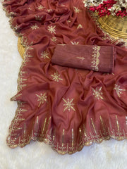 Party-wear Designer Georgette Multi Sequence Work Saree