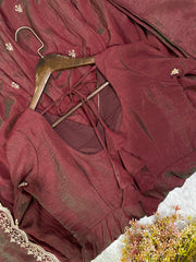 Beautiful Vichitra Silk Sequence Embroidery Work Gown