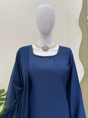Beautiful Stylish Natural Crepe Beads Moti With Thread Work Dress