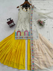 Beautiful Chinon Silk Thread & Sequence Work Suit