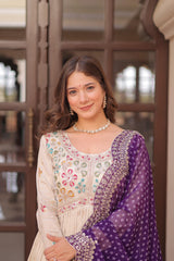 Beautiful Cosmos Weaving Jacquard With Pearl Beads Embroidered Gown