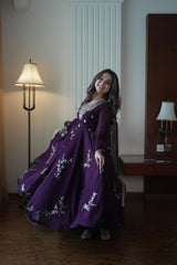 Party-wear Wine Georgette Sequence Embroidery Work Gown