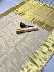 Pure Soft Tissue Silk Big Temple Boder Work Saree