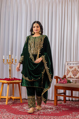 Designer Party-wear Viscose Velvet With Embroidery Sequence Work Suit