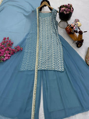 Beautiful Party-wear Georgette Embroidery Sequence Sharara