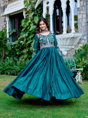 Festival Wear Fendy Silk Coding Sequence & Embroidery Work Long Gown
