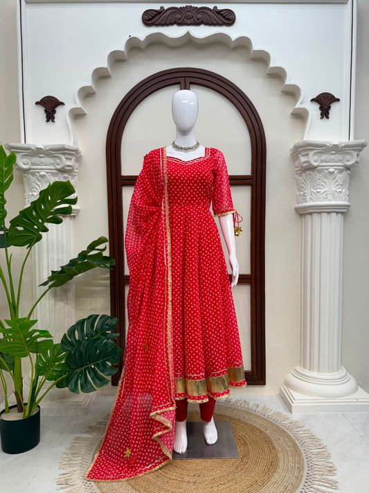 Elegant Ethnic Georgette Digital Printed Gottapatti Work Gown