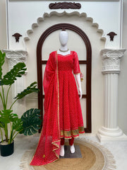 Elegant Ethnic Georgette Digital Printed Gottapatti Work Gown