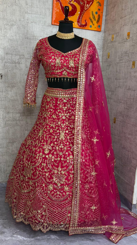 Party-wear Premium Quality Soft Net Embroidery Sequins Work Lehenga Choli