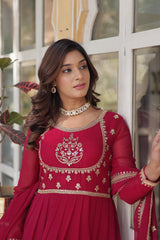 Party-wear Stunning  Blooming Georgette Sequence & Embroidery Work Gown