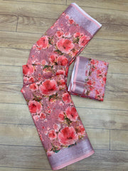 Beautiful Digital Printed Linen Saree