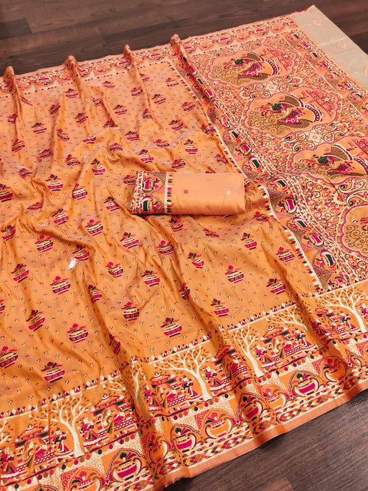 Beautiful Pashmina Kashmiri Zari Weaving Saree
