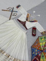 Navratri Special Pure Cotton Real Handwork & Real Mirror Work Lehenga With Stitched Blouse