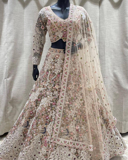 Party-wear Soft Net Coding Sequins Work Lehenga Choli