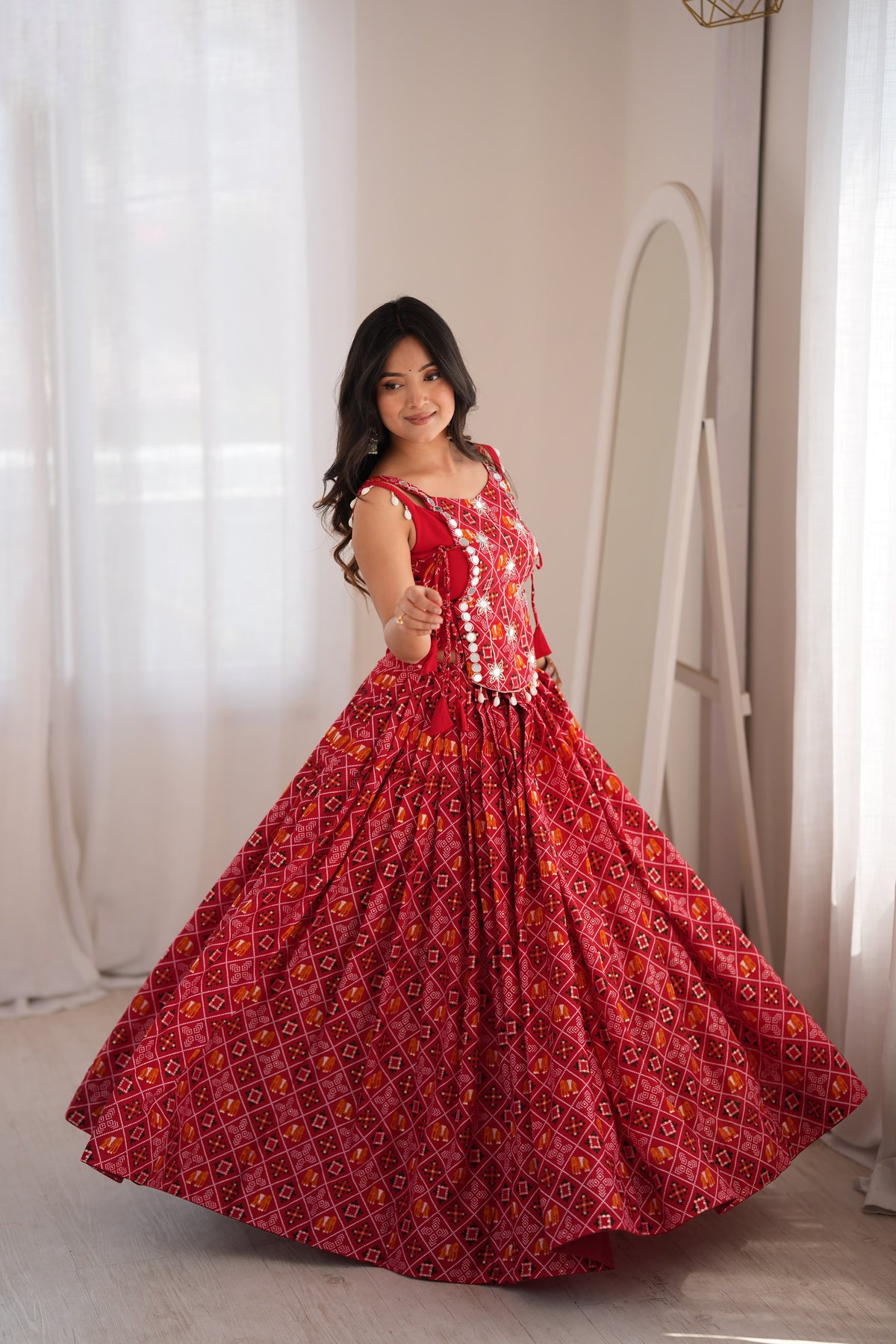 Navratri Special Rayon Digital Printed Lehenga Choli With Koti