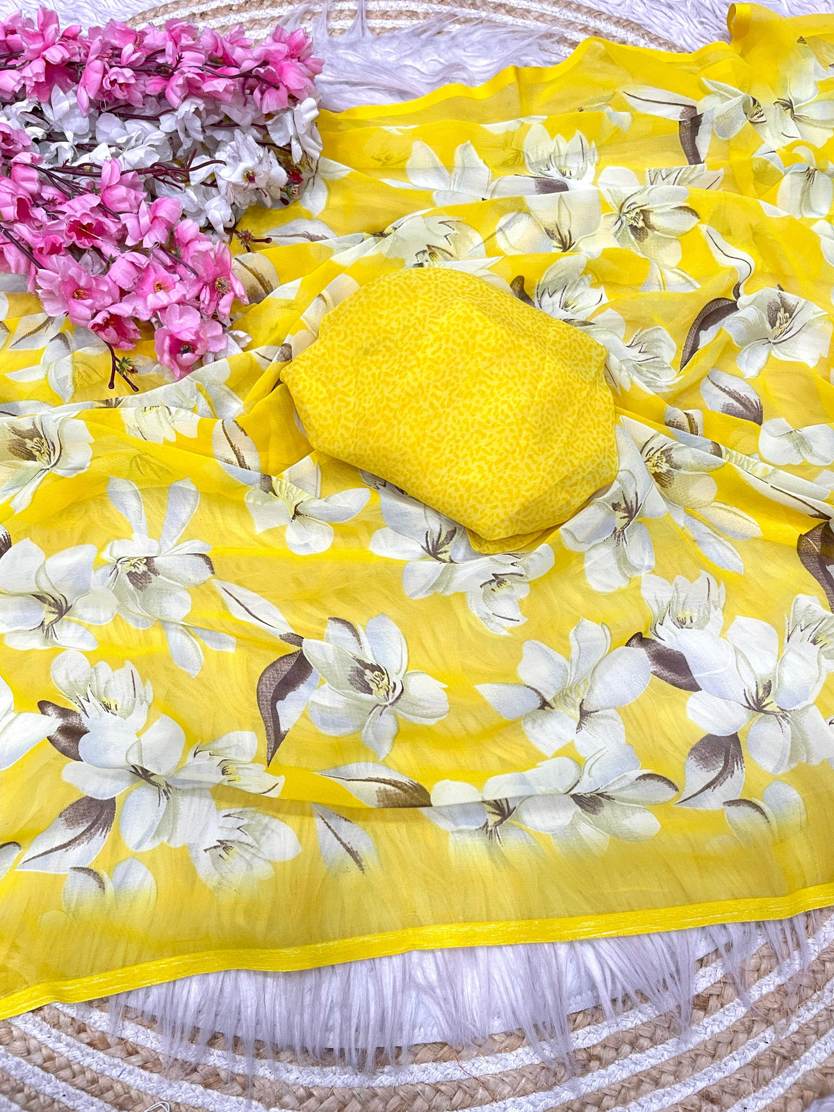 Beautiful Soft Georgette Floral Printed Saree