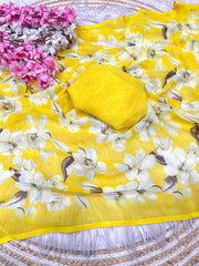 Beautiful Soft Georgette Floral Printed Saree