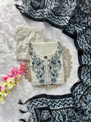Beautiful Khadi Cotton With Embroidery Work Suit