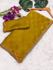 Beautiful Special Simmri Golden Box Pattern In Sapce Silk Saree