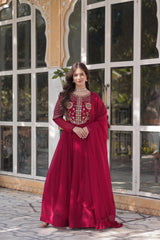 Beautiful Designer Blooming Georgette Embroidery Work Long Gown
