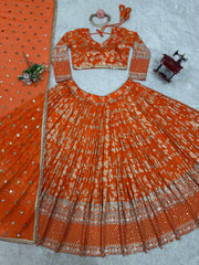 Beautiful Jacquard Silk Thread With Sequence Work Lehenga Choli