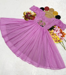 Beautiful Stylish Soft Kota Checks With Handwork Gown