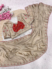 Beautiful Chinnon Silk Sequence Designer Saree