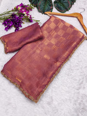 Beautiful Special Simmri Golden Box Pattern In Sapce Silk Saree