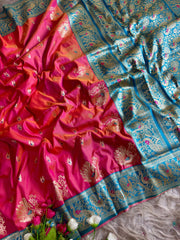 Royal Peshwai Bomkai Paithani Intricate Golden Peacock Motifs Designer Saree
