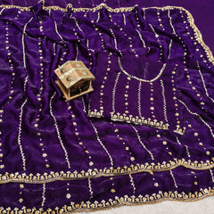 Party-wear Fendy Silk Beads With Cutwork Saree