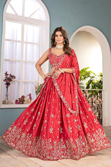 Royal Designer Chinon Silk Sequins and Codding Embroidery Work Lehenga Choli