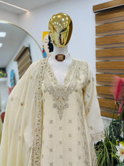Party-wear Chinon Silk Coding Embroidery Sequence Work Sharara