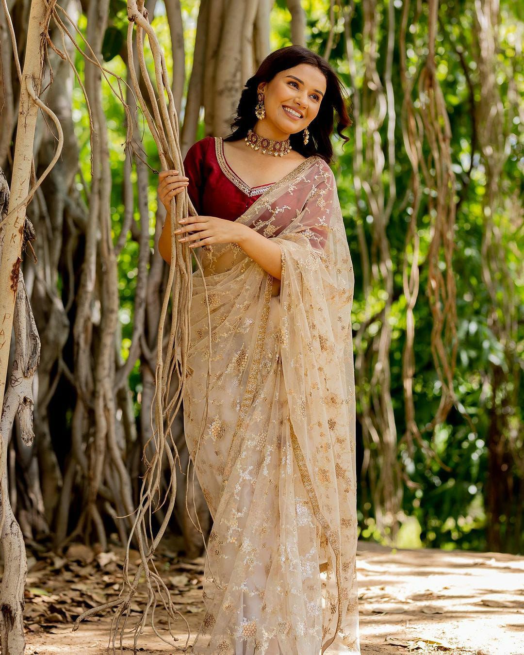 Beautiful Pure Soft Mono Net Work  Saree