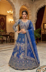 Beautiful Peacock Design Butterfly Net Coding & Sequins Work Lehenga Choli